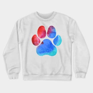 Red and Blue Watercolor Paw Print Crewneck Sweatshirt